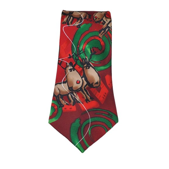 JERRY GARCIA Dracula Claus Christmas Reindeer Silk Blend Tie Ltd Ed 61" x 3.5" - Picture 3 of 6